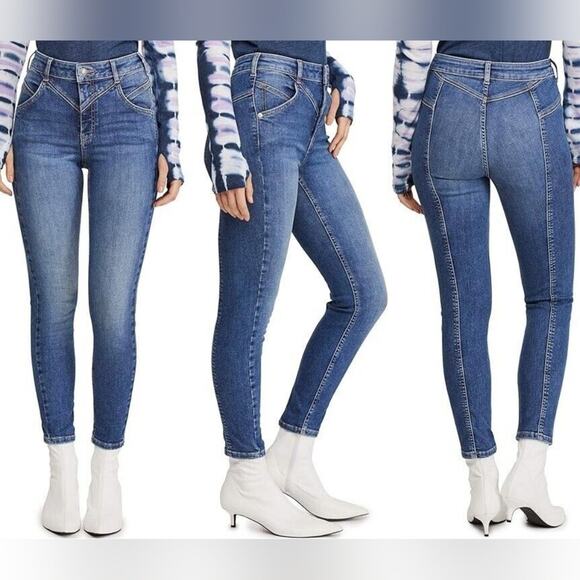 Free People Riley Seamed Skinny Jeans Size 30 - Picture 1 of 5